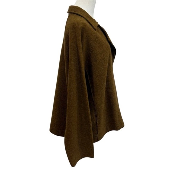 EILEEN FISHER Large Lightweight Boiled Wool Motorcycle Jacket GOLD LEAF NWT $388 - Picture 6 of 14